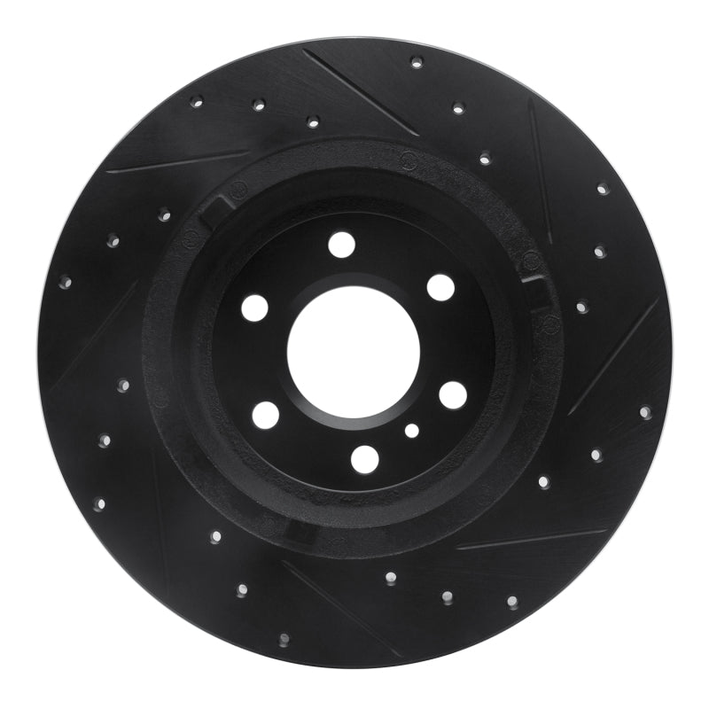 R1 11-15 VPG MV-1 Rear Left Drilled & Slotted Black Brake Rotor