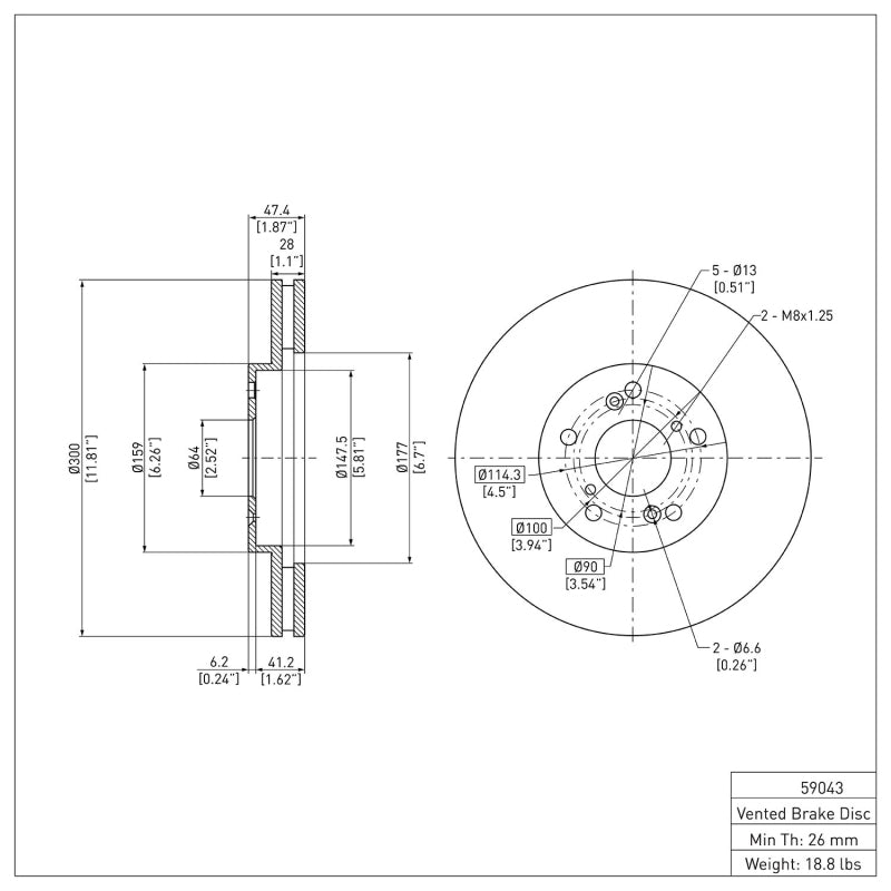 R1 1999-2014 Acura CL Front Brake Rotor