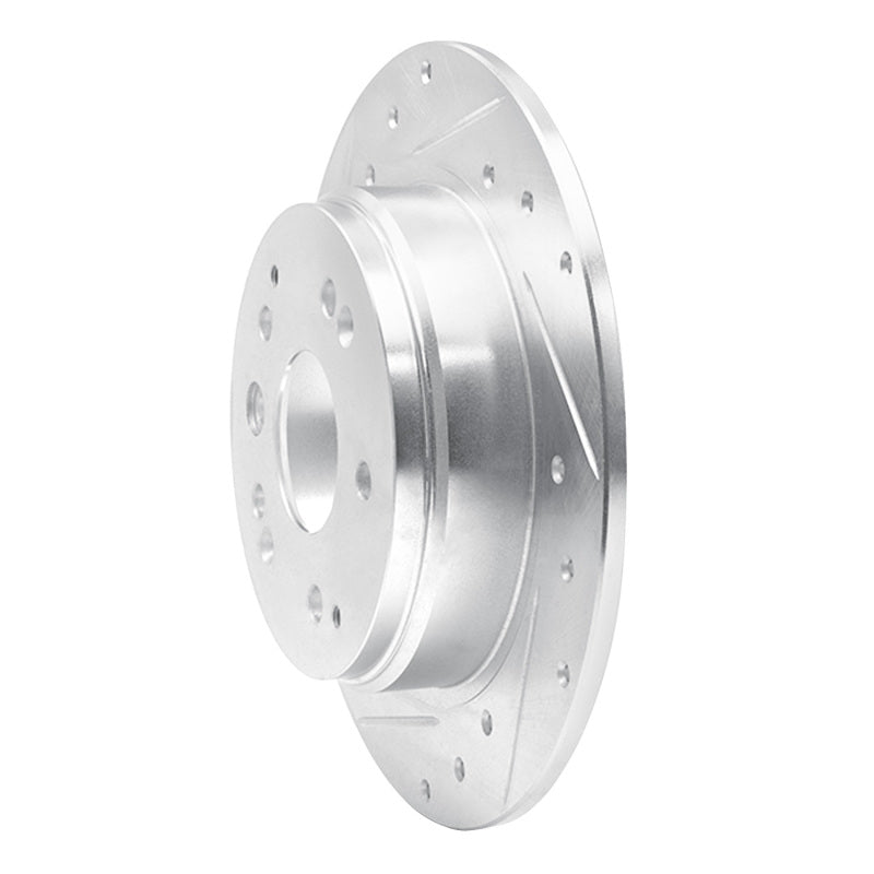 R1 99-11 Acura TL Rear Left Drilled & Slotted Silver Brake Rotor