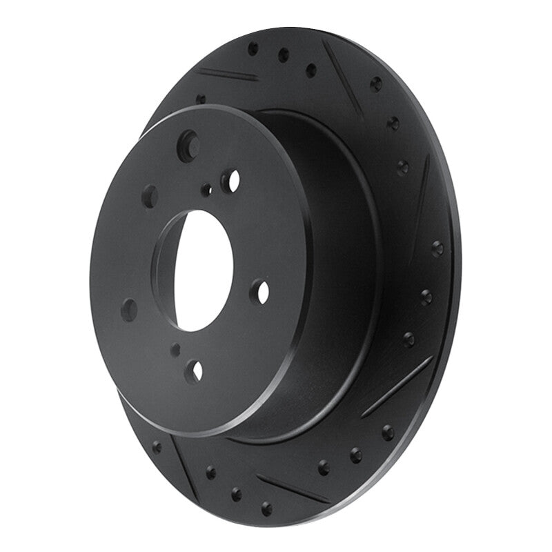 R1 90-96 Infiniti Q45 Rear Right Drilled & Slotted Black Brake Rotor