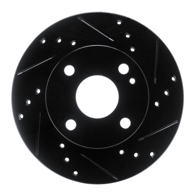 R1 90-93 Mazda Miata Front Right Drilled & Slotted Black Brake Rotor