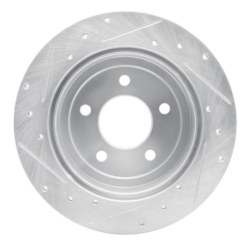 R1 97-07 Chrysler Town & Country Rear Right Drilled & Slotted Silver Brake Rotor