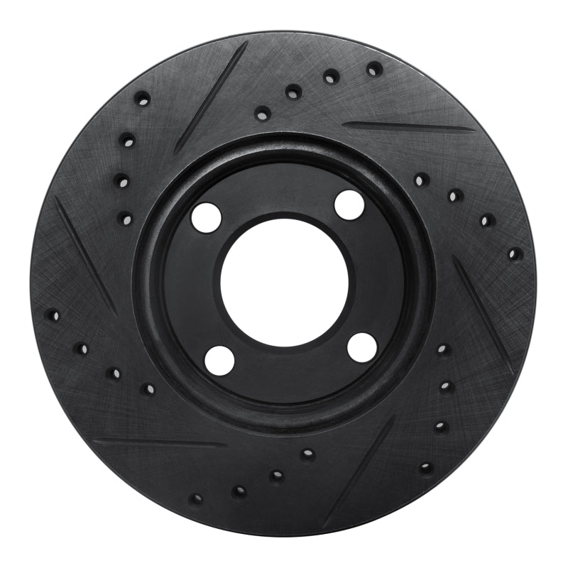 R1 84-87 Audi Coupe Front Right Drilled & Slotted Black Brake Rotor
