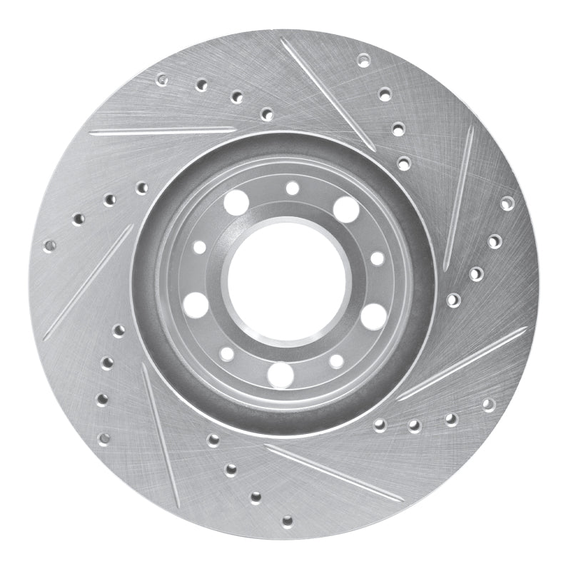R1 95-04 Volvo S70 Front Left Drilled & Slotted Silver Brake Rotor