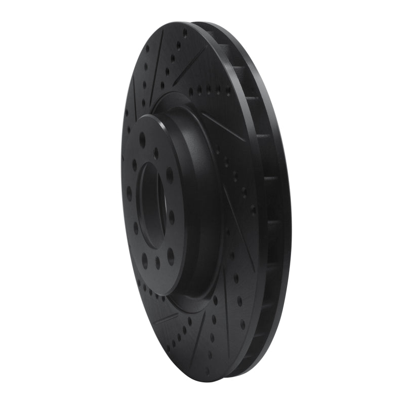 R1 01-06 BMW M3 Right Front Drilled & Slotted Black Brake Rotor