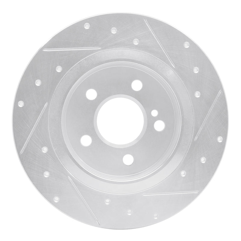 R1 14-20 Infiniti QX30 Rear Left Drilled & Slotted Silver Brake Rotor