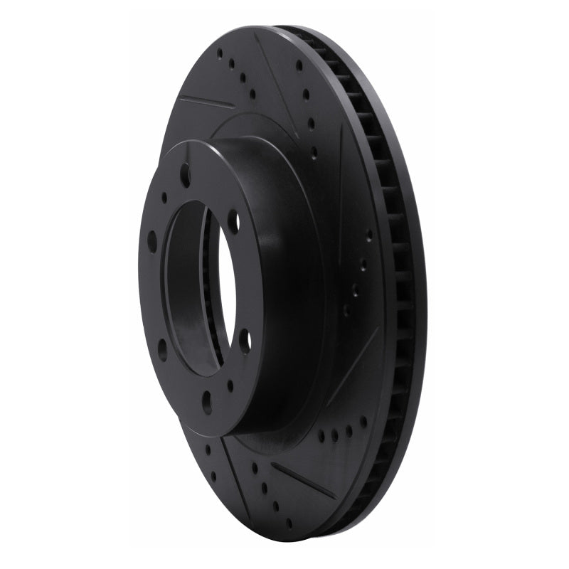 R1 05-23 Toyota Tacoma Front Right Drilled & Slotted Black Brake Rotor