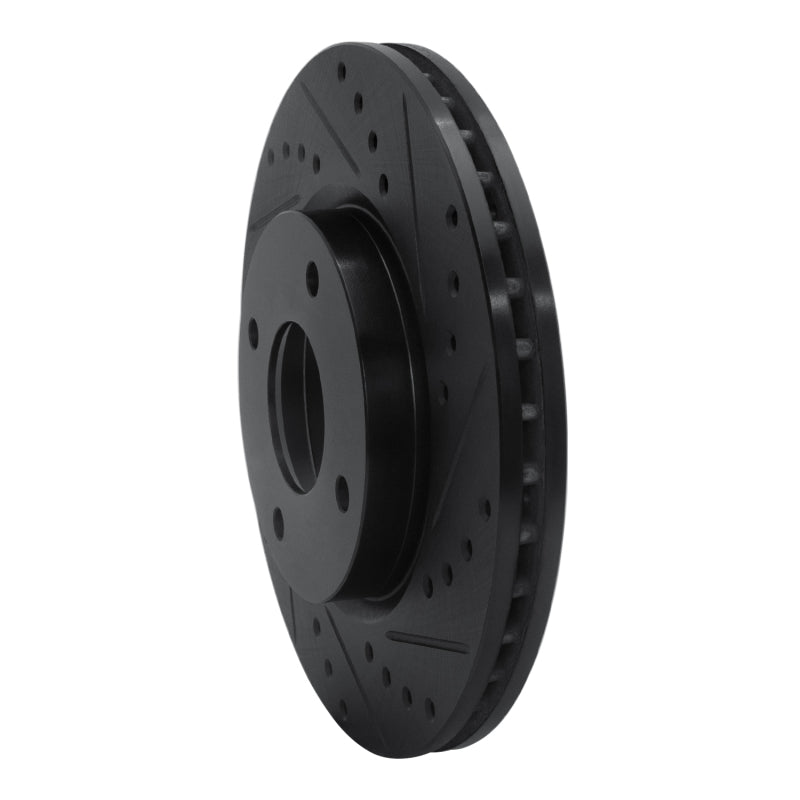 R1 07-14 Nissan Cube Front Right Drilled & Slotted Black Brake Rotor