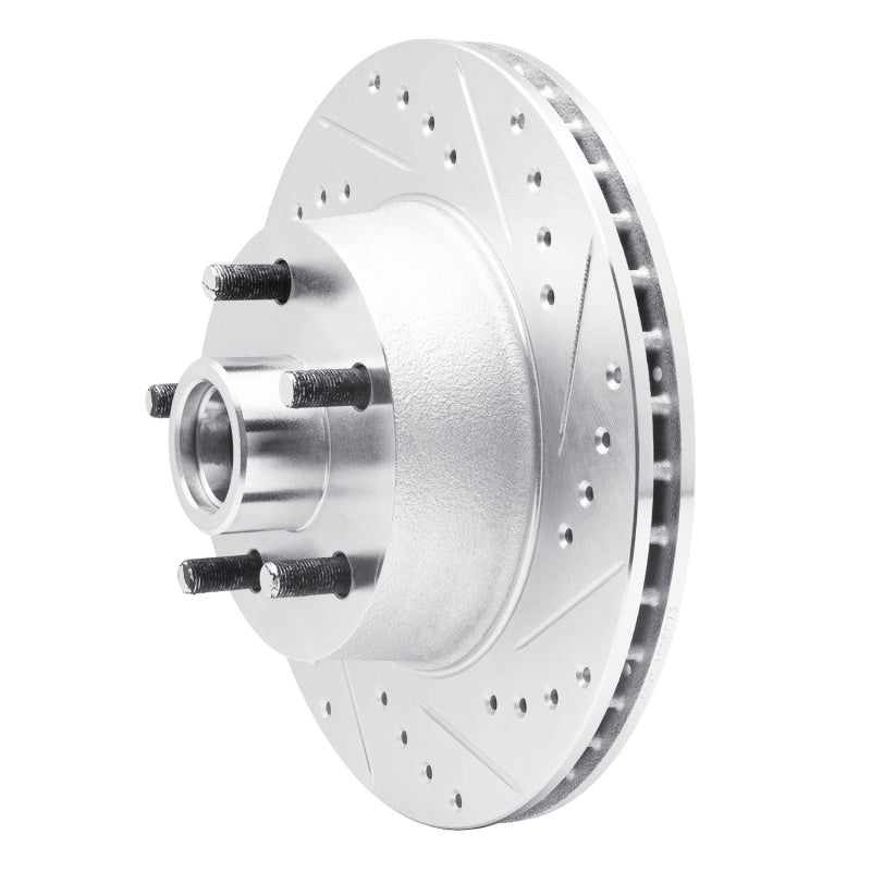 R1 68-70 Ford Mustang Front Right Drilled & Slotted Silver Brake Rotor