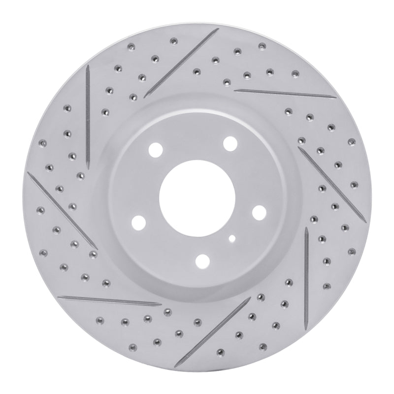 R1 03-23 Infiniti Q40 Front Left Drilled & Slotted Geo-Carbon Rotor