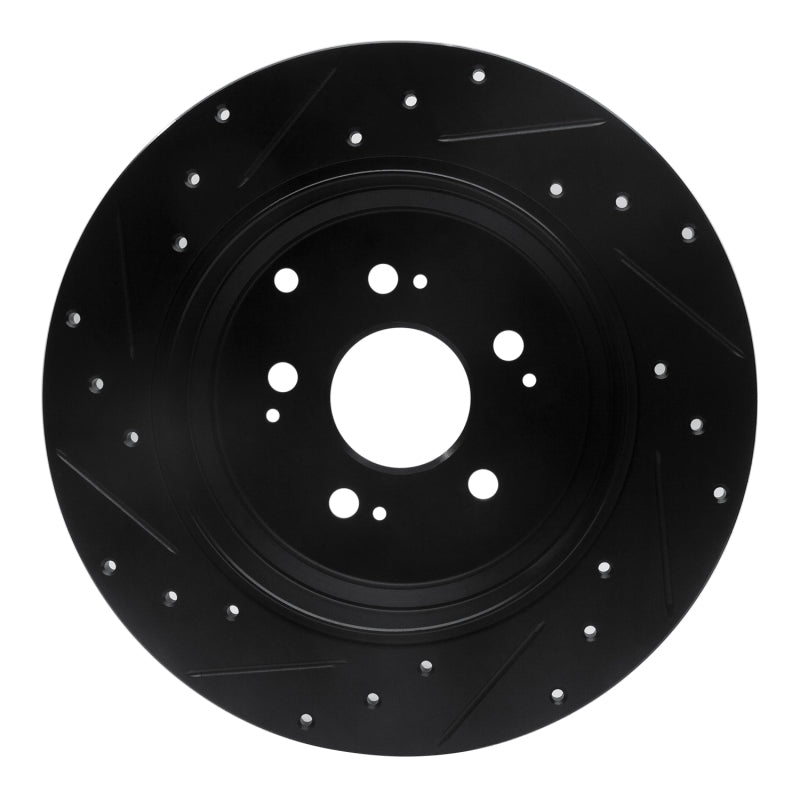 R1 07-17 Acura MDX Rear Right Drilled & Slotted Black Brake Rotor