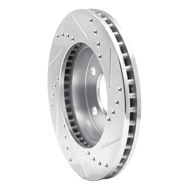 R1 86-92 Ford Taurus (Excl SHO) Front Left Drilled & Slotted Silver Brake Rotor