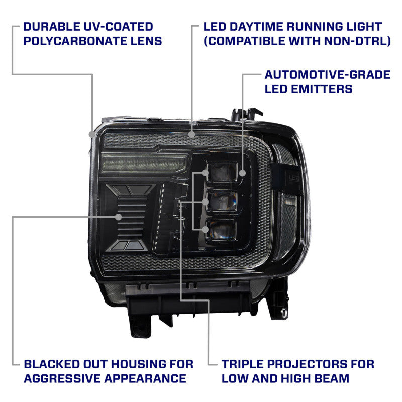 Form Lighting 2014+ GMC Sierra 1500/2500/3500 LED Projector Headlights Amber DRL (Pair)