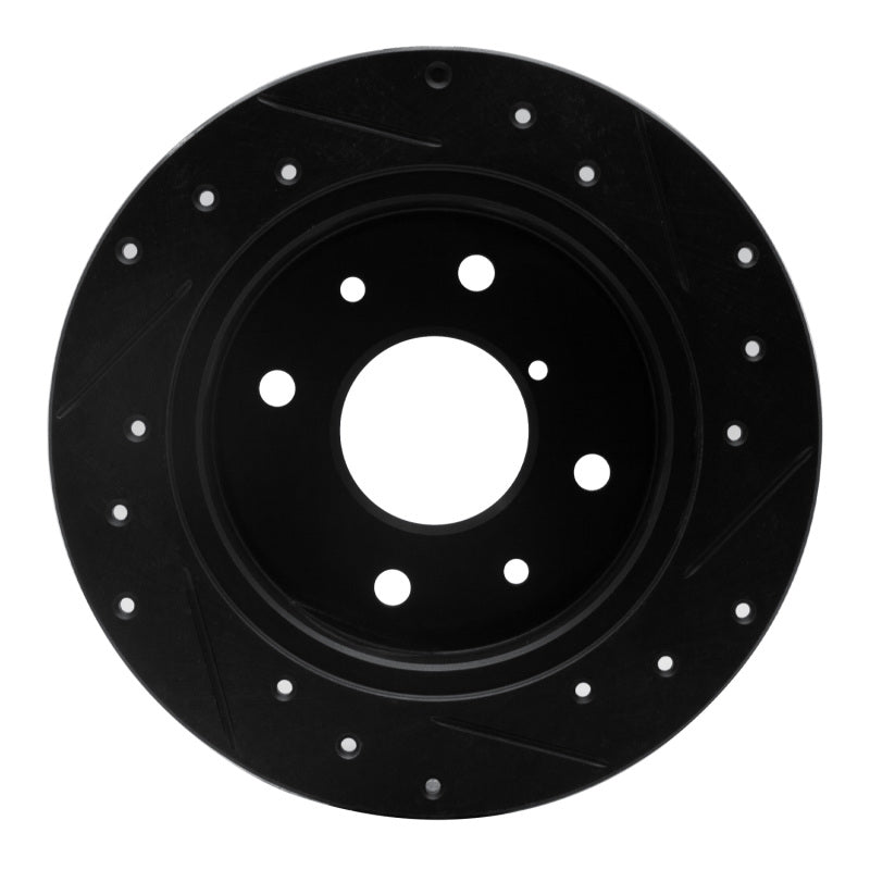 R1 86-88 Mazda RX-7 Rear Left Drilled & Slotted Black Brake Rotor