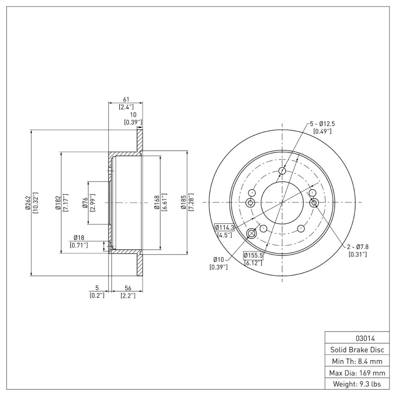R1 01-10 Hyundai Sonata Rear Brake Rotor