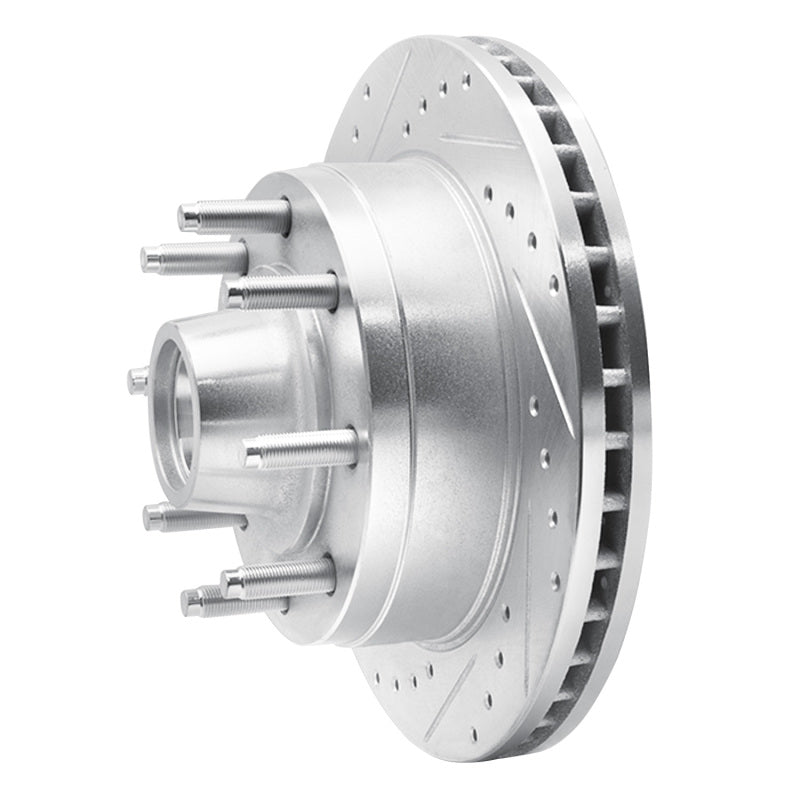 R1 86-94 Ford E-250 Econoline Front Left Drilled & Slotted Silver Brake Rotor