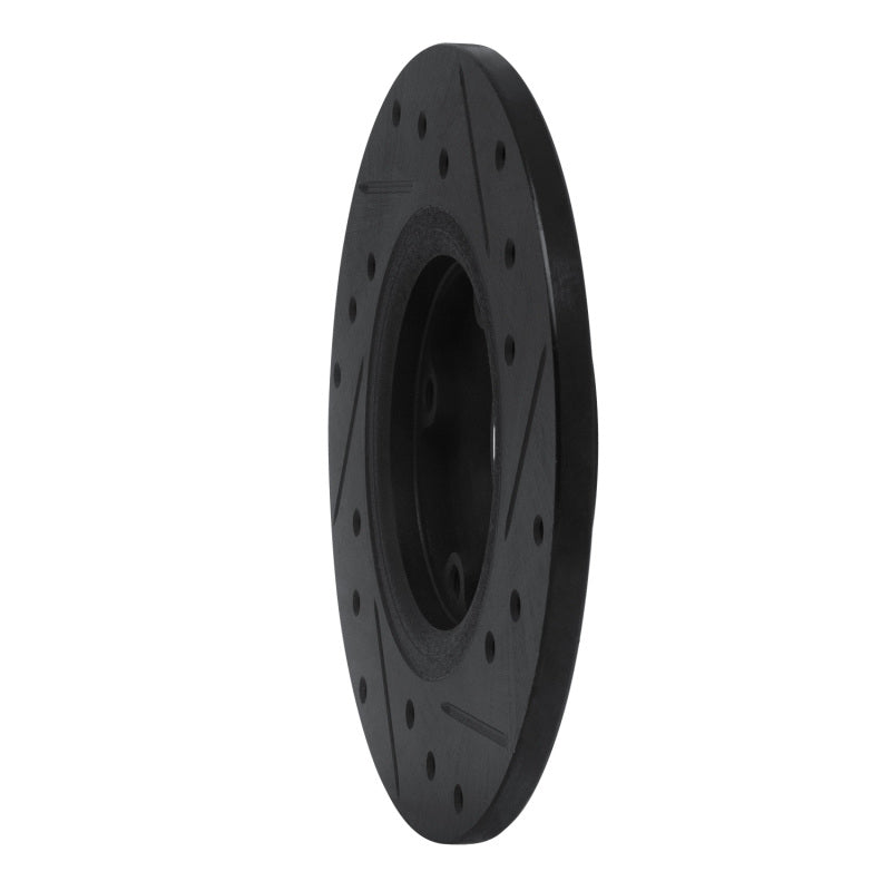 R1 75-79 Toyota Corolla (US/Canada) Front Left Drilled & Slotted Black Brake Rotor