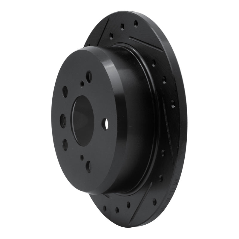 R1 02-08 Lexus ES300 Rear Left Drilled & Slotted Black Brake Rotor