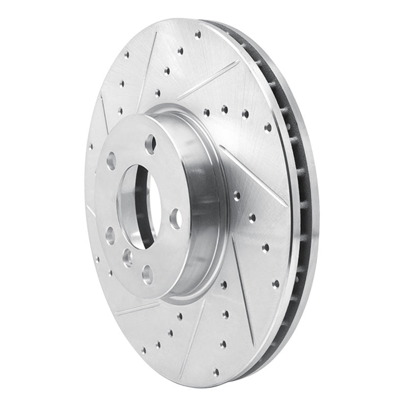 R1 07-19 BMW X5 Front Left Drilled & Slotted Silver Brake Rotor