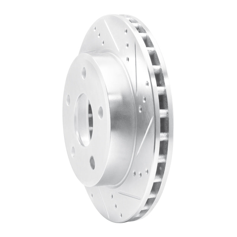 R1 05-11 Dodge Dakota 4WD Front Right Drilled & Slotted Silver Brake Rotor