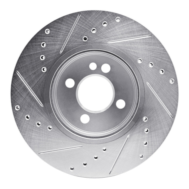 R1 07-15 Mini Cooper (Excl Clubman) Front Right Drilled & Slotted Silver Brake Rotor