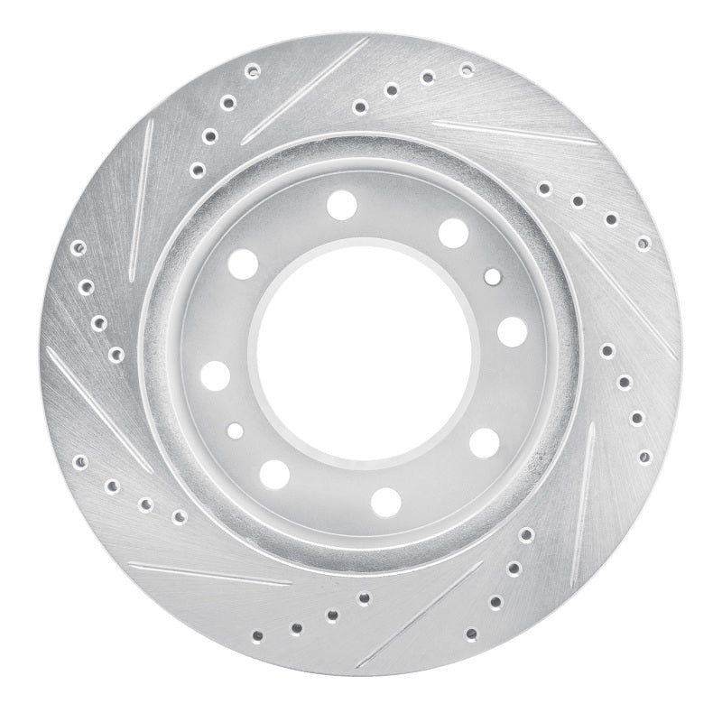 R1 71-97 Dodge CB300 Front Right Drilled & Slotted Silver Brake Rotor
