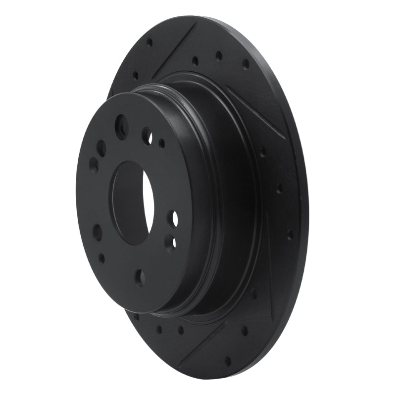 R1 01-03 Acura CL Rear Left Drilled & Slotted Black Brake Rotor