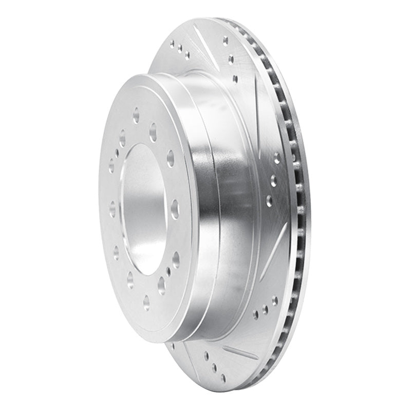 R1 10-24 Lexus GX460 Rear Right Drilled & Slotted Silver Brake Rotor