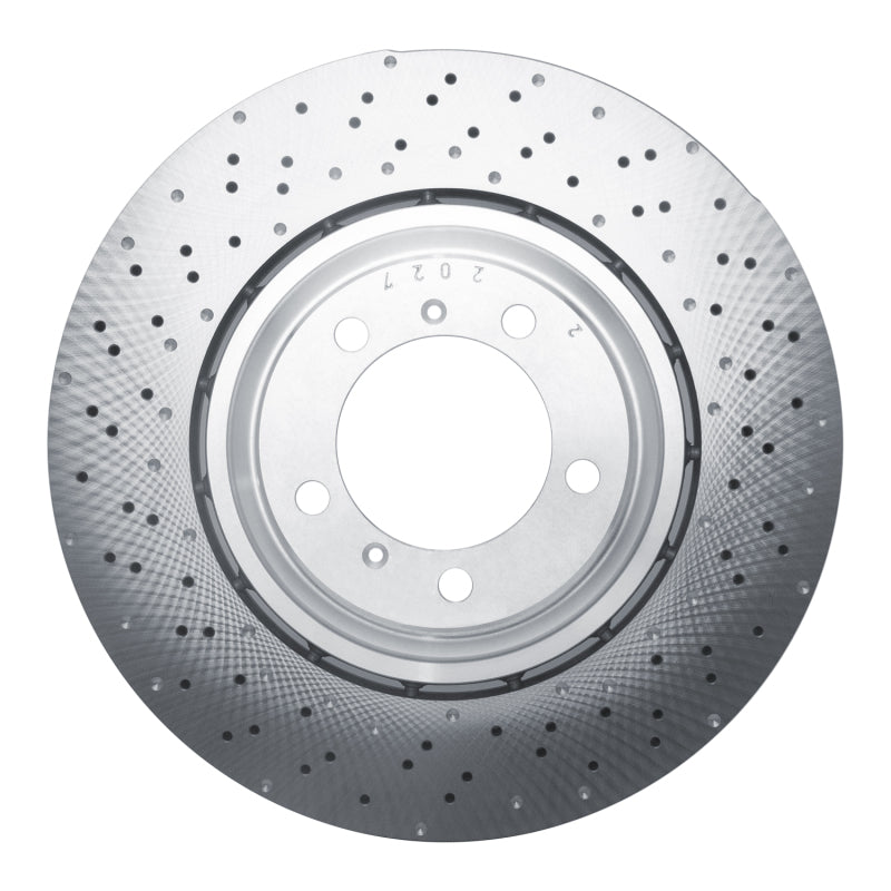 R1 15-17 Porsche 911 Left Front Drilled Carbon Alloy GeoMET Rotor