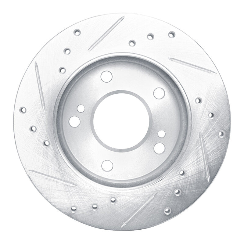 R1 94-96 Nissan 240SX Front Right Drilled & Slotted Silver Brake Rotor