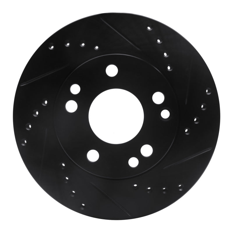 R1 87-93 Mercedes-Benz 190D Front Right Drilled & Slotted Black Brake Rotor