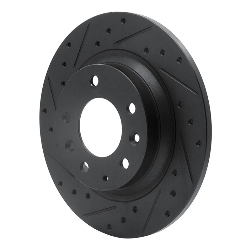 R1 98-15 Ford Fusion Rear Left Drilled & Slotted Black Brake Rotor