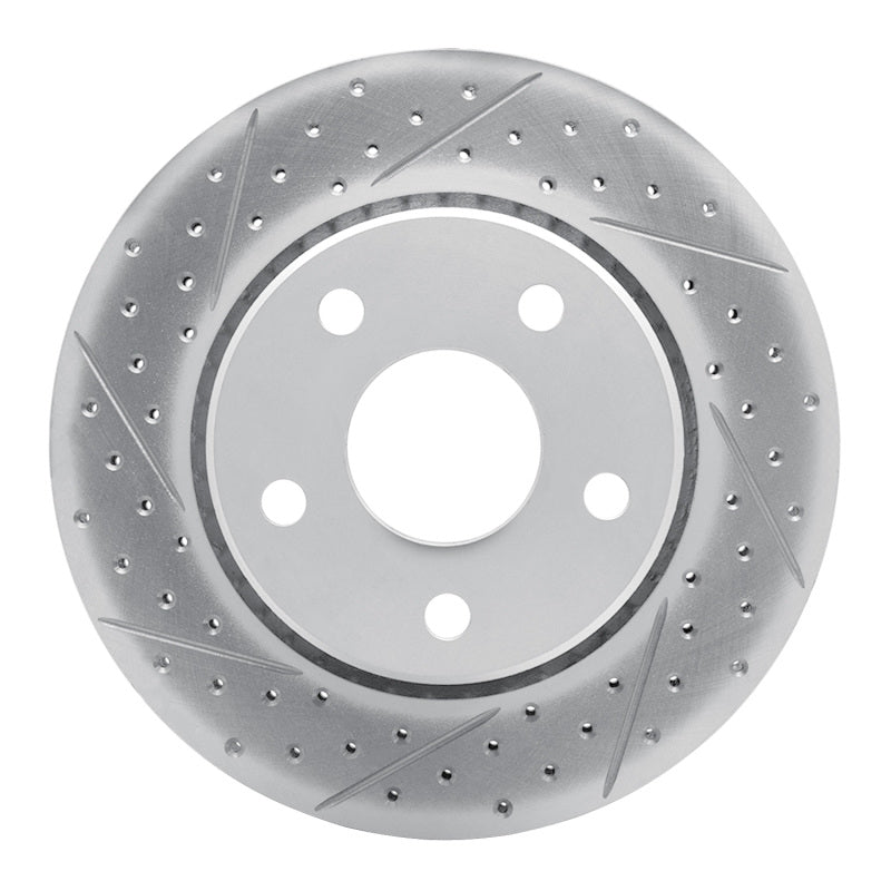 R1 07-18 Jeep Wrangler Front Left Drilled & Slotted Geo-Carbon Rotor