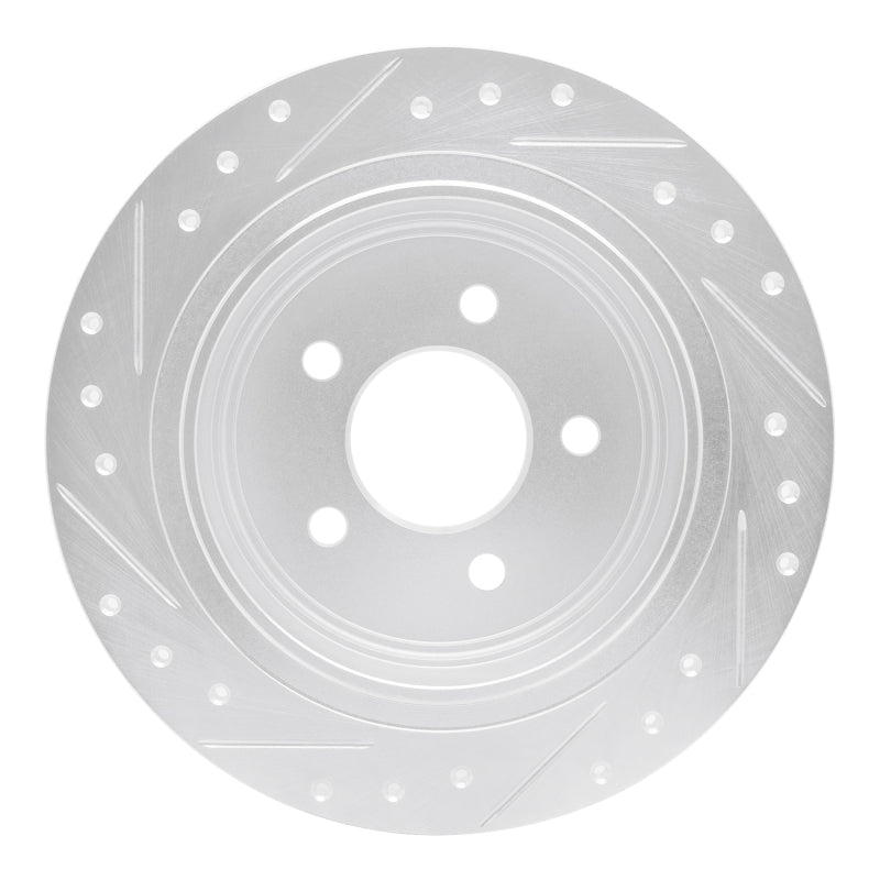 R1 03-05 Ford Explorer Sport Rear Right Drilled & Slotted Silver Brake Rotor