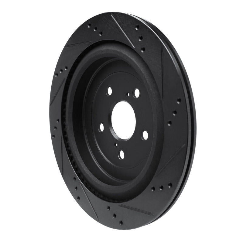 R1 16-22 Lexus RX350 Rear Left Drilled & Slotted Black Brake Rotor