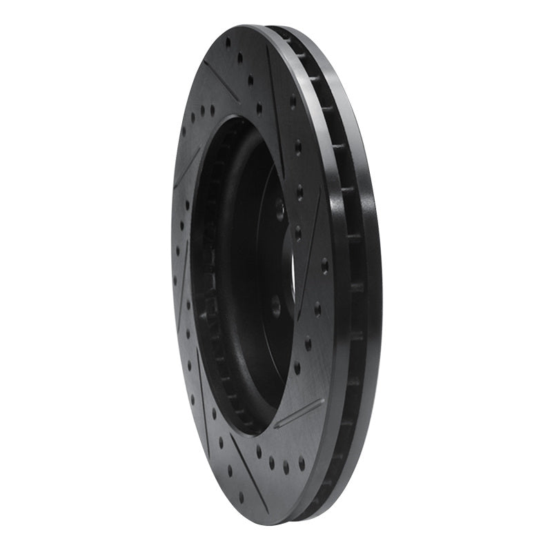 R1 98-05 Mercedes-Benz ML320 Front Left Drilled & Slotted Black Brake Rotor