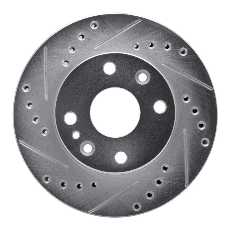 R1 94-97 Ford ASPIRE Front Left Drilled & Slotted Silver Brake Rotor