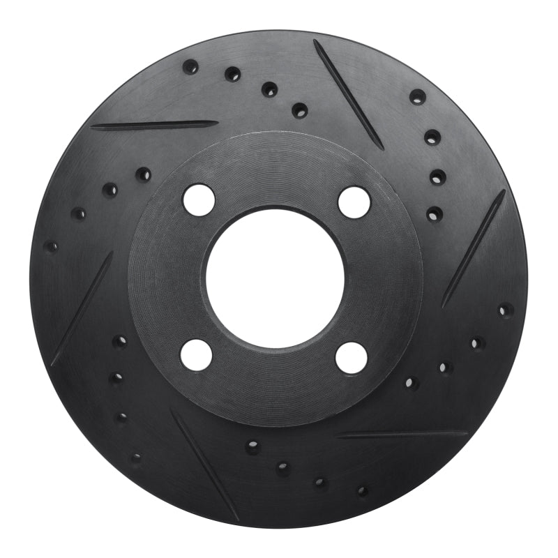 R1 78-92 Audi 80 Front Right Drilled & Slotted Black Brake Rotor