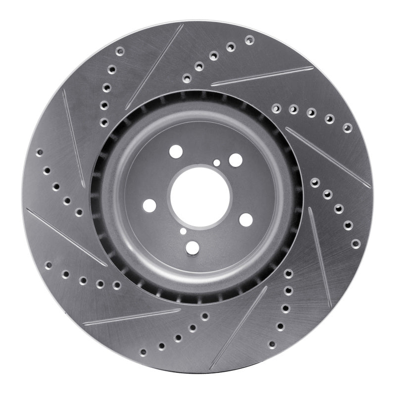 R1 03-25 Subaru BRZ Front Right Drilled & Slotted Silver Brake Rotor