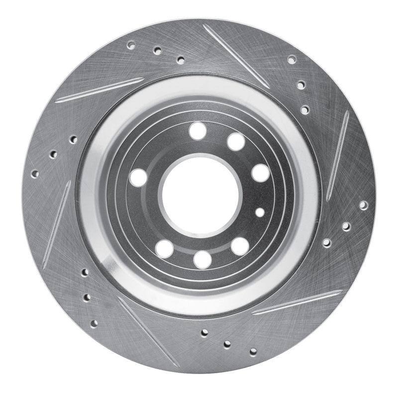 R1 03-11 Cadillac BLS (Mexico) Rear Left Drilled & Slotted Silver Brake Rotor