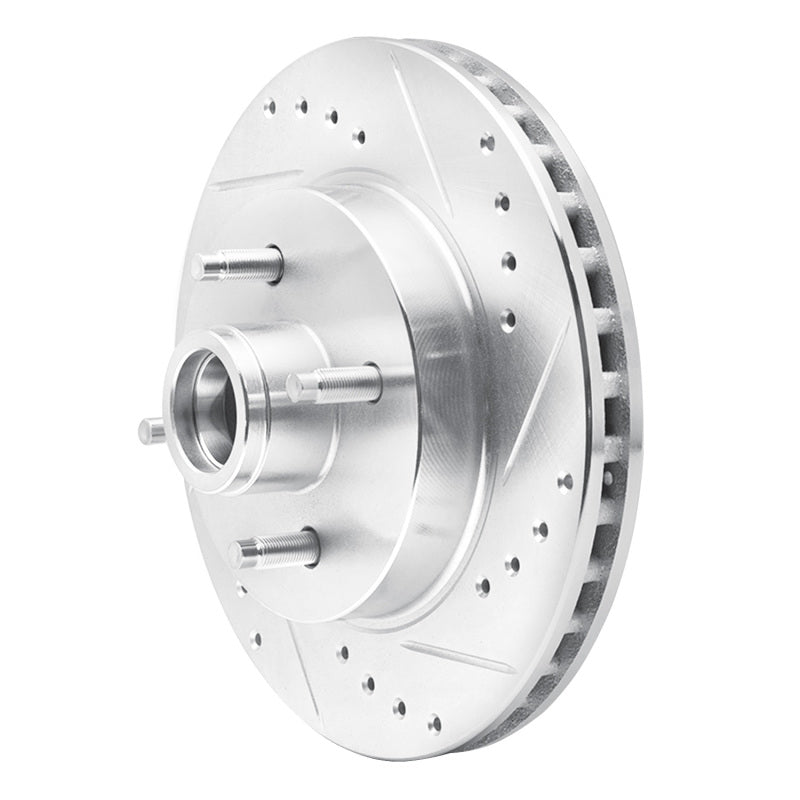 R1 87-93 Ford Mustang Front Right Drilled & Slotted Silver Brake Rotor
