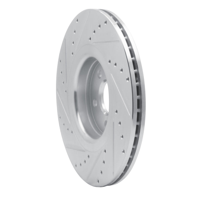 R1 14-19 Ford Focus Front Right Drilled & Slotted Silver Brake Rotor