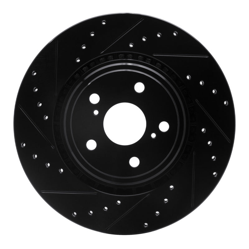 R1 08-21 Lexus NX200T Front Left Drilled & Slotted Black Brake Rotor