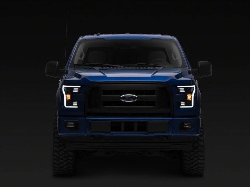 Raxiom 15-17 Ford F-150 G3 Projector Headlights w/ LED Accent- Black Housing (Clear Lens)