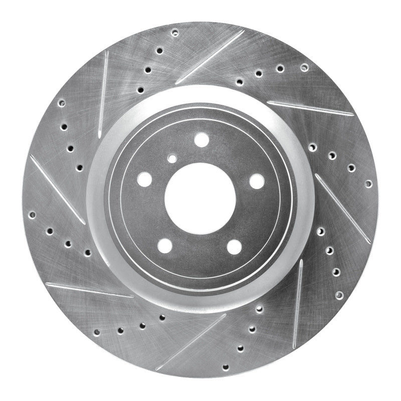 R1 09-20 Nissan 370Z Front Left Drilled & Slotted Silver Brake Rotor