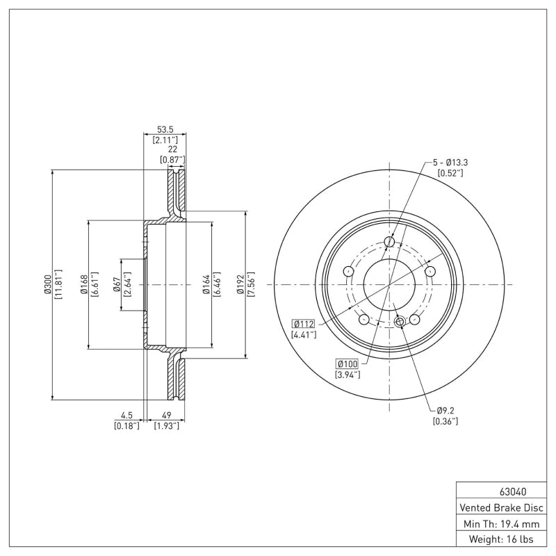 R1 98-09 Chrysler Crossfire Rear Brake Rotor