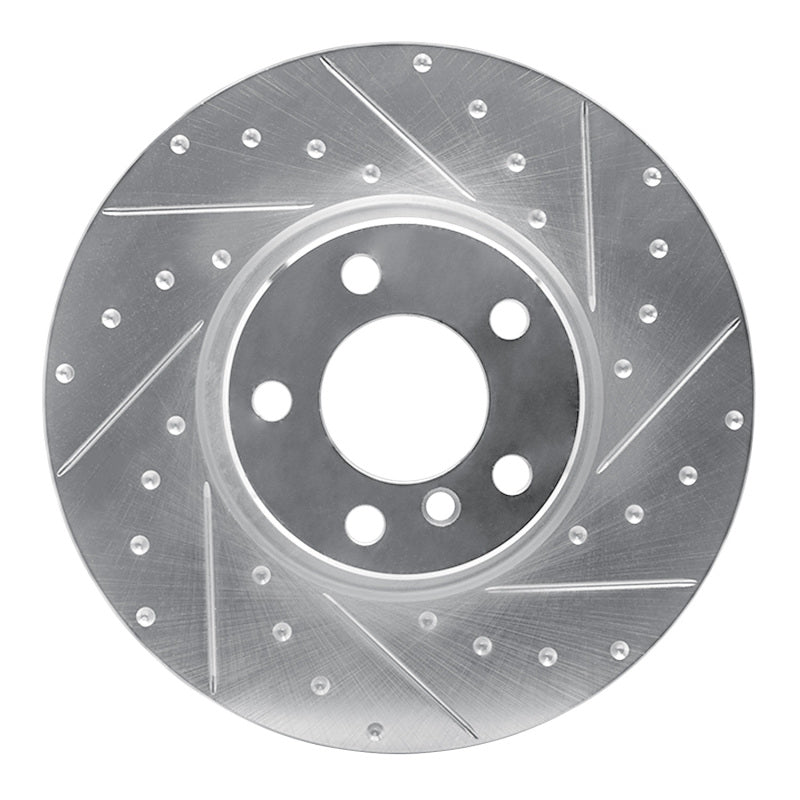 R1 16-18 BMW X4 Left Front Drilled & Slotted Silver Brake Rotor