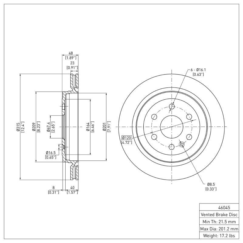 R1 2010-2016 Cadillac SRX Rear Brake Rotor