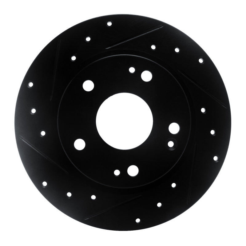 R1 2016-2025 Honda Civic Coupe Rear Left Drilled & Slotted Black Brake Rotor