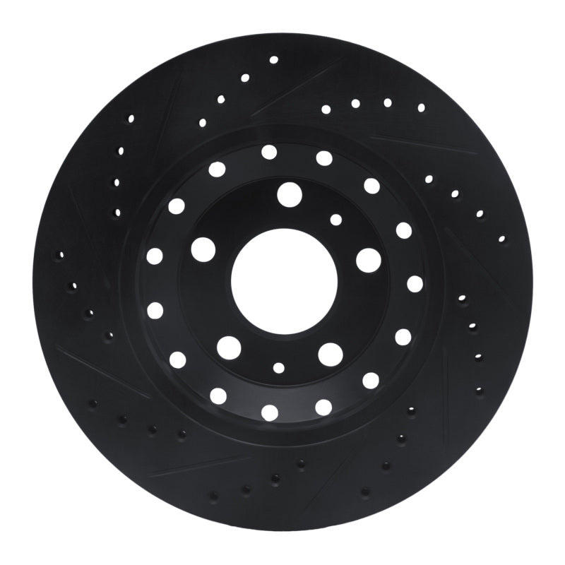R1 04-10 Audi A8 Rear Right Drilled & Slotted Black Brake Rotor